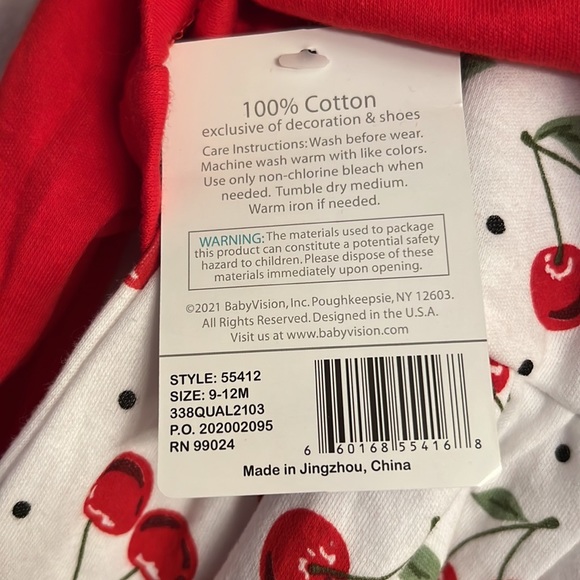 HB Little Girl Cherry Matching Set 3pc Outfit - Shoes, Jacket, Dress 9-12M NEW - Picture 7 of 7